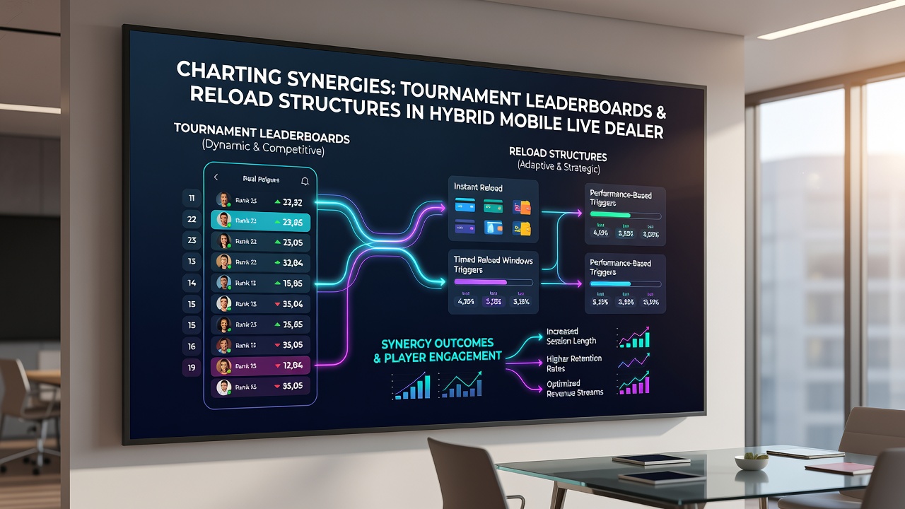 Mobile screen capture of live dealer table with integrated leaderboard and reload balance indicators
