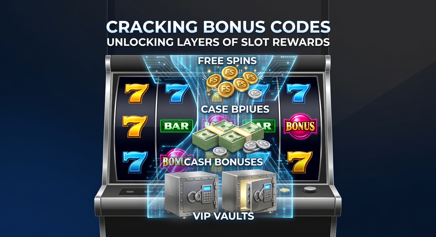 Vibrant slot reels exploding with bonus codes and reward icons, from spinning cherries to golden VIP vaults