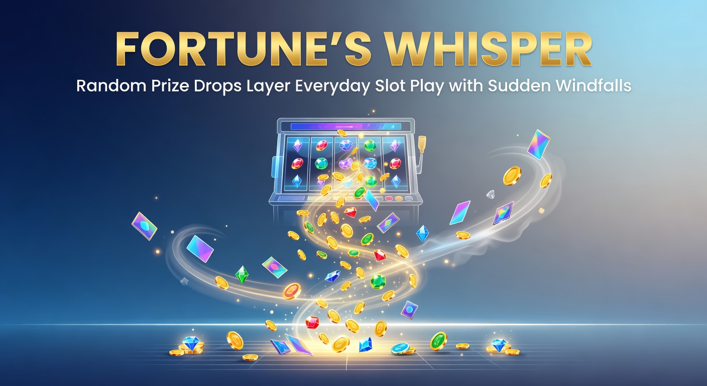 Vibrant slot reels with glowing prize drops cascading unexpectedly amid standard spins, capturing the thrill of sudden wins