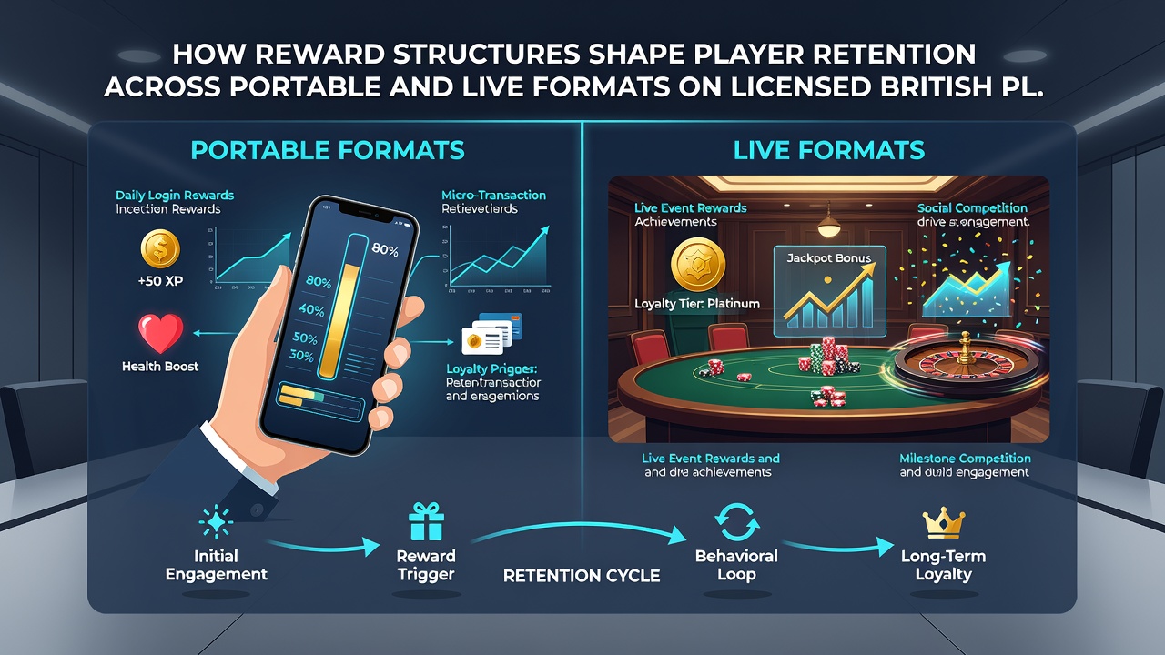 Comparison chart of mobile versus live reward impacts on UK player retention rates