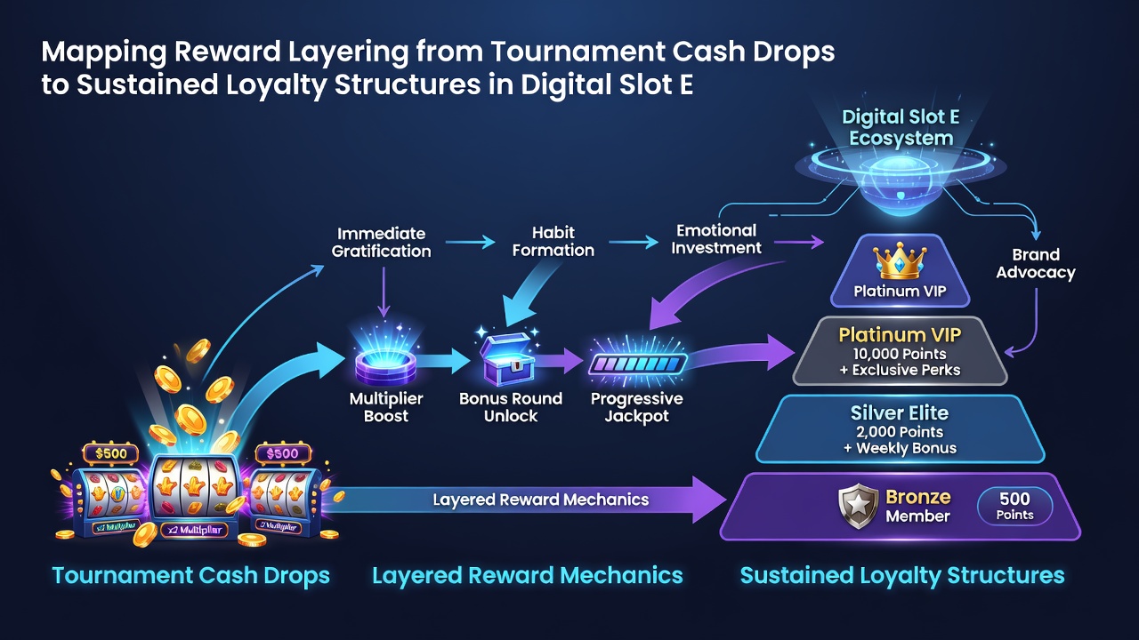 Flowchart of reward layering process in digital slot loyalty programs
