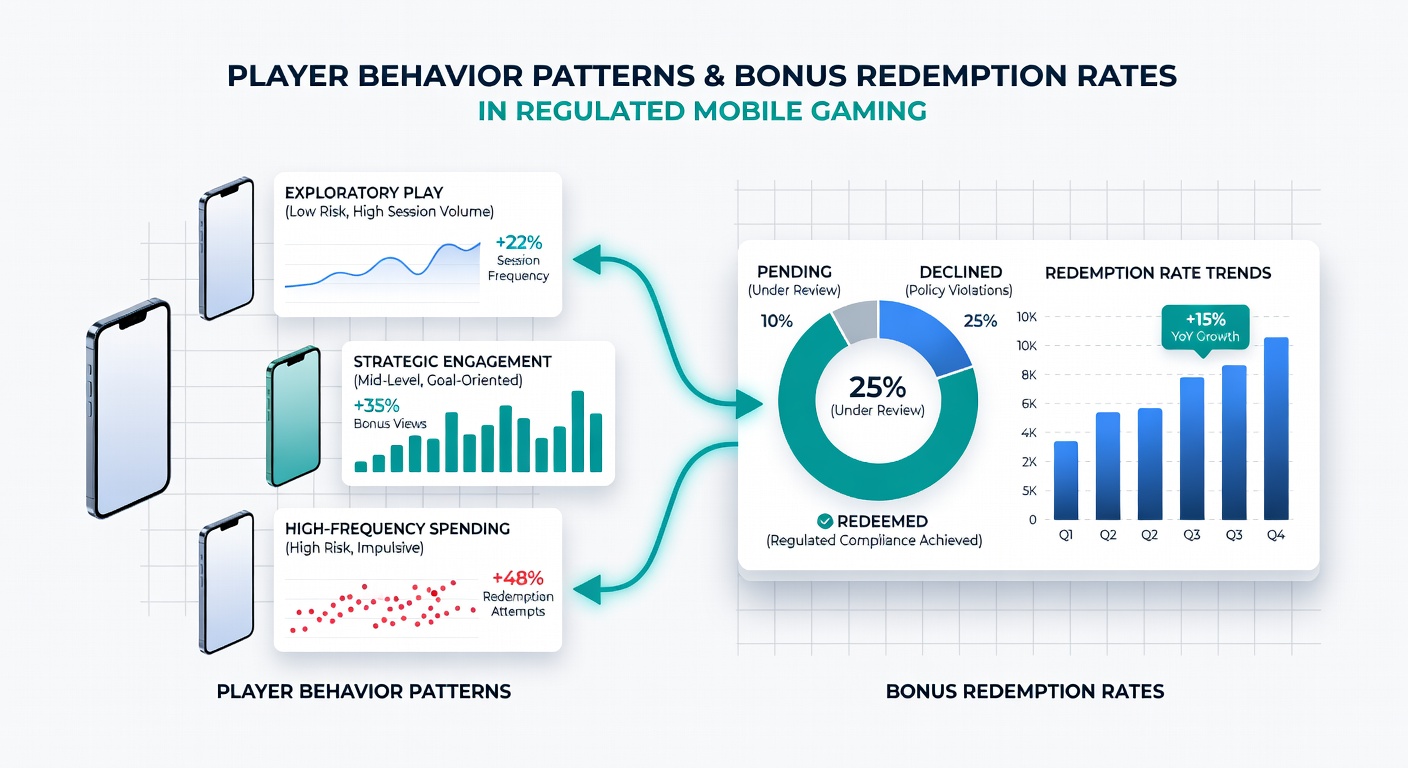 Analytics dashboard displaying redemption rate trends and player behavior metrics in mobile gaming