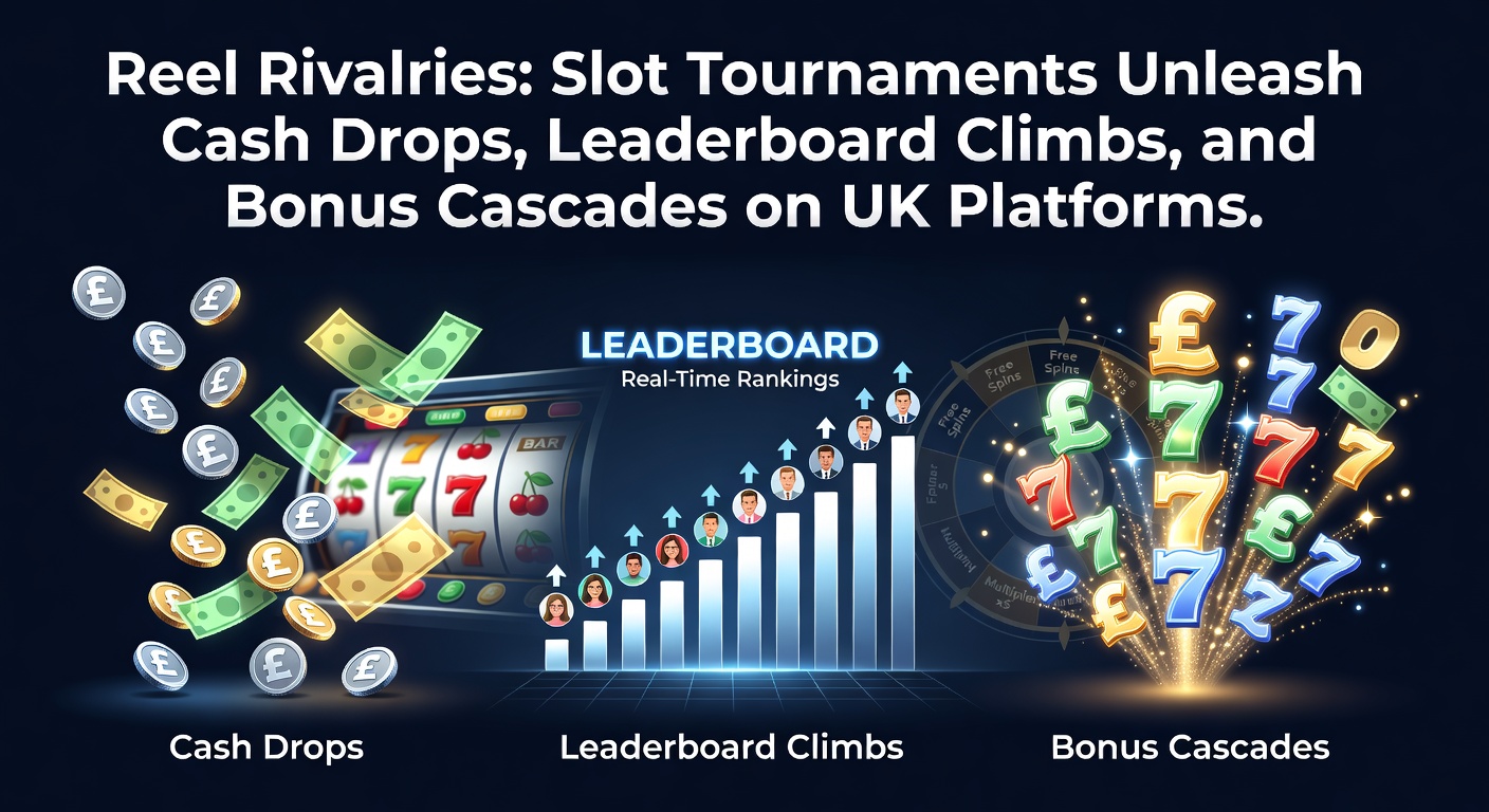 Vibrant slot tournament leaderboard displaying top players chasing cash prizes amid spinning reels and cascading bonuses