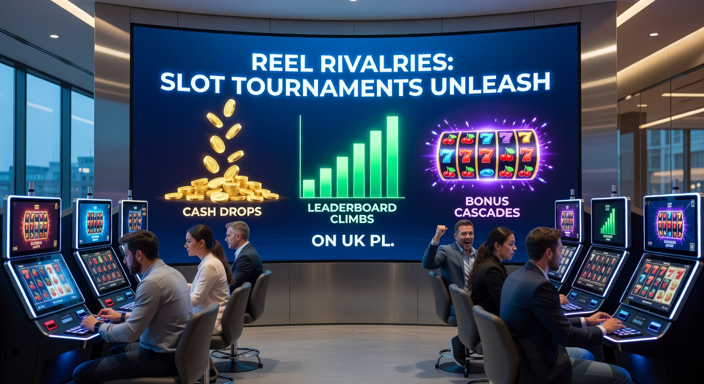 Dynamic screenshot of a slot tournament in progress, showing leaderboard rankings, cash drop notifications, and cascading bonus reels