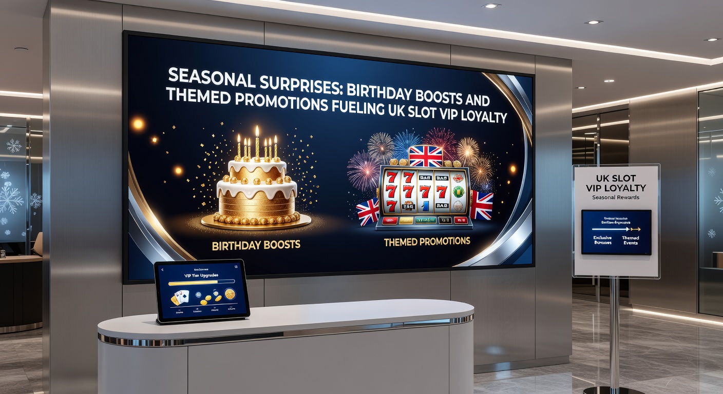Festive slot reels exploding with holiday themes, birthday balloons, and VIP-exclusive promotion banners amid colorful jackpot displays