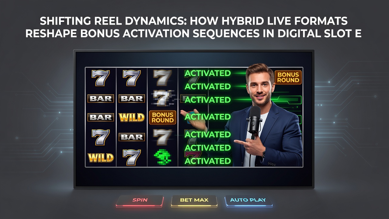 Live dealer interacting with digital slot bonus activation in a hybrid environment