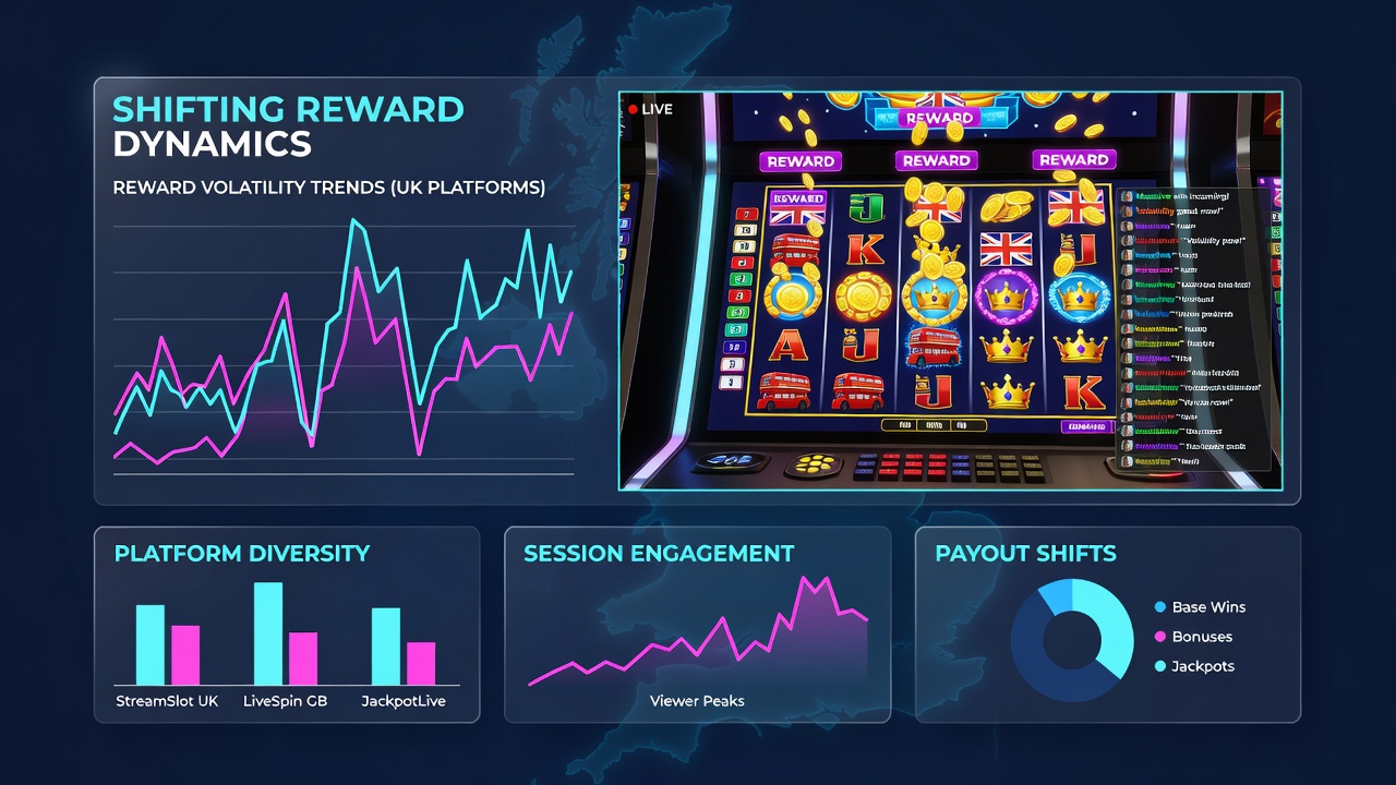 Analytics dashboard displaying reward distribution trends in live slot streams