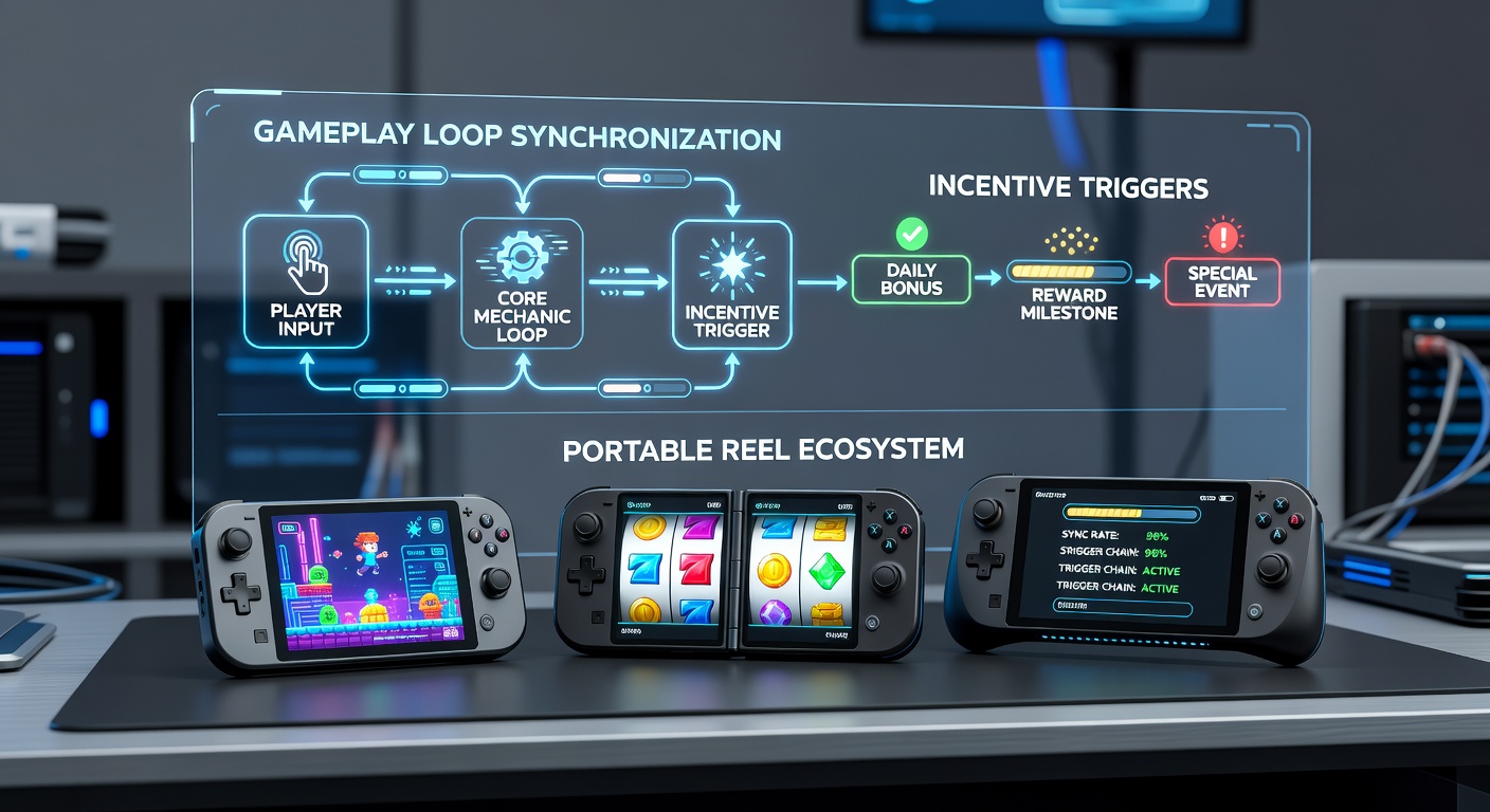 Mobile slot interface showing synchronized reel spins and layered incentive notifications on a portable device