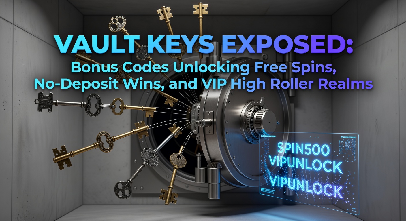 Mobile phone screen displaying a no-deposit bonus code entry field, with vault-themed graphics and free spin counters ticking upward amid sparkling win notifications