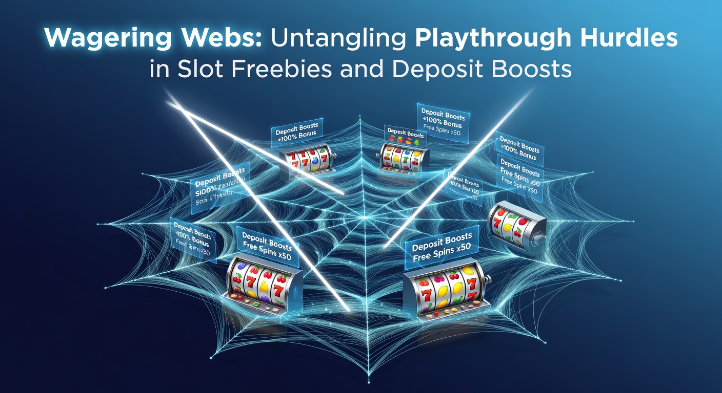 Intricate web diagram illustrating interconnected wagering requirements for slot bonuses, with nodes representing free spins, deposits, and payout paths